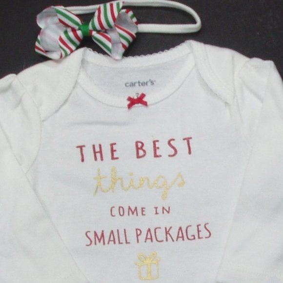 Girls Christmas Outfit Hair Bow Bodysuit Leggings Holiday Best Things Sm Pkg - Picture 2 of 7
